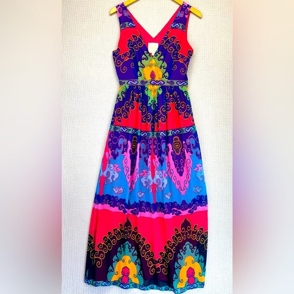 Modcloth Dresses & Skirts - Modcloth Boho Indigo Muster the Length Maxi Dress Multicolor V-Neck S Festival